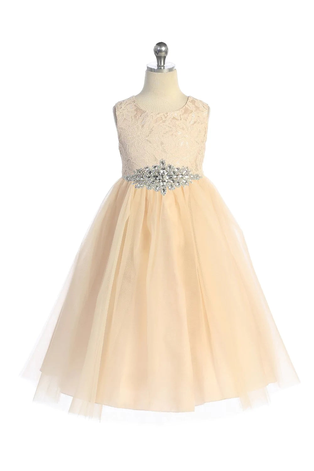 Long Lace Illusion with Diamond Shape Girl Party Dress by AS524D Kids Dream - Girl Formal Dresses