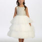 Iv-gold Girl Dress with Metallic Glitter Bodice Tulle Skirt Dress - AS5790