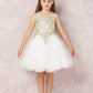 Ivory Girl Dress with Floral Applique Bodice - AS7013