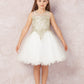Ivory Girl Dress with Floral Applique Bodice - AS7013