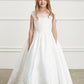 Ivory Girl Dress with Illusion Neckline Lace Bodice Dress - AS5828