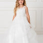 Ivory Girl Dress with Sleeveless Illusion Neckline Pageant Dress - AS7018