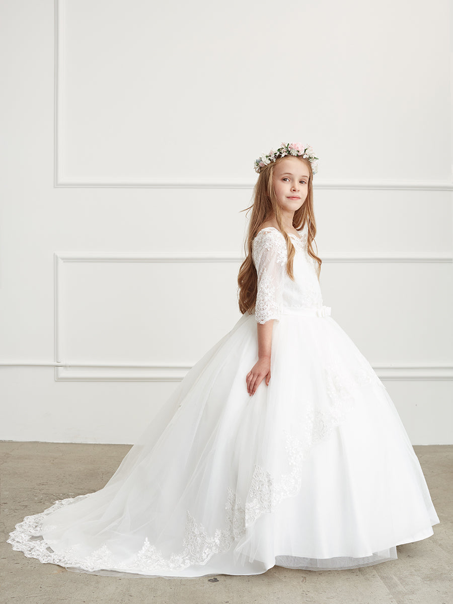 Ivory_1 Girl Dress with Gorgeous Off Shoulder Dress - AS5773