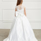 Ivory_1 Girl Dress with Illusion Neckline Lace Bodice Dress - AS5828