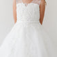 Ivory_2 Girl Dress with Lace V-Neckline Bodice - AS5719