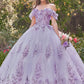 Lavender Floral Off The Shoulder Quinceanera Ball Gown 15701