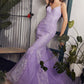 Lavender Glitter Printed Mermaid Gown CC2279 - Women Evening Formal Gown - Special Occasion
