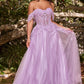 Lavender Lace A-line Corset Slit Gown - Women Evening Formal Gown CD0198 - Special Occasion