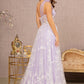 Lavender_1 Feather Sheer Bodice A-line Dress GL3134 - Women Formal Dress - Special Occasion-Curves
