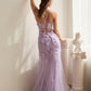 Lavender_1 Fitted Floral Mermaid Gown CD995 - Women Evening Formal Gown - Special Occasion