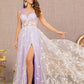 Lavender_2 Feather Sheer Bodice A-line Dress GL3134 - Women Formal Dress - Special Occasion-Curves