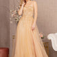 Light Gold_2 Sequin Sheer Bodice Sweetheart A-Line Dress GL3118 - Women Formal Dress -Special Occasion-Curves