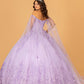 Lilac_1 GL3110 - Butterfly Applique Glitter Quinceanera Dress