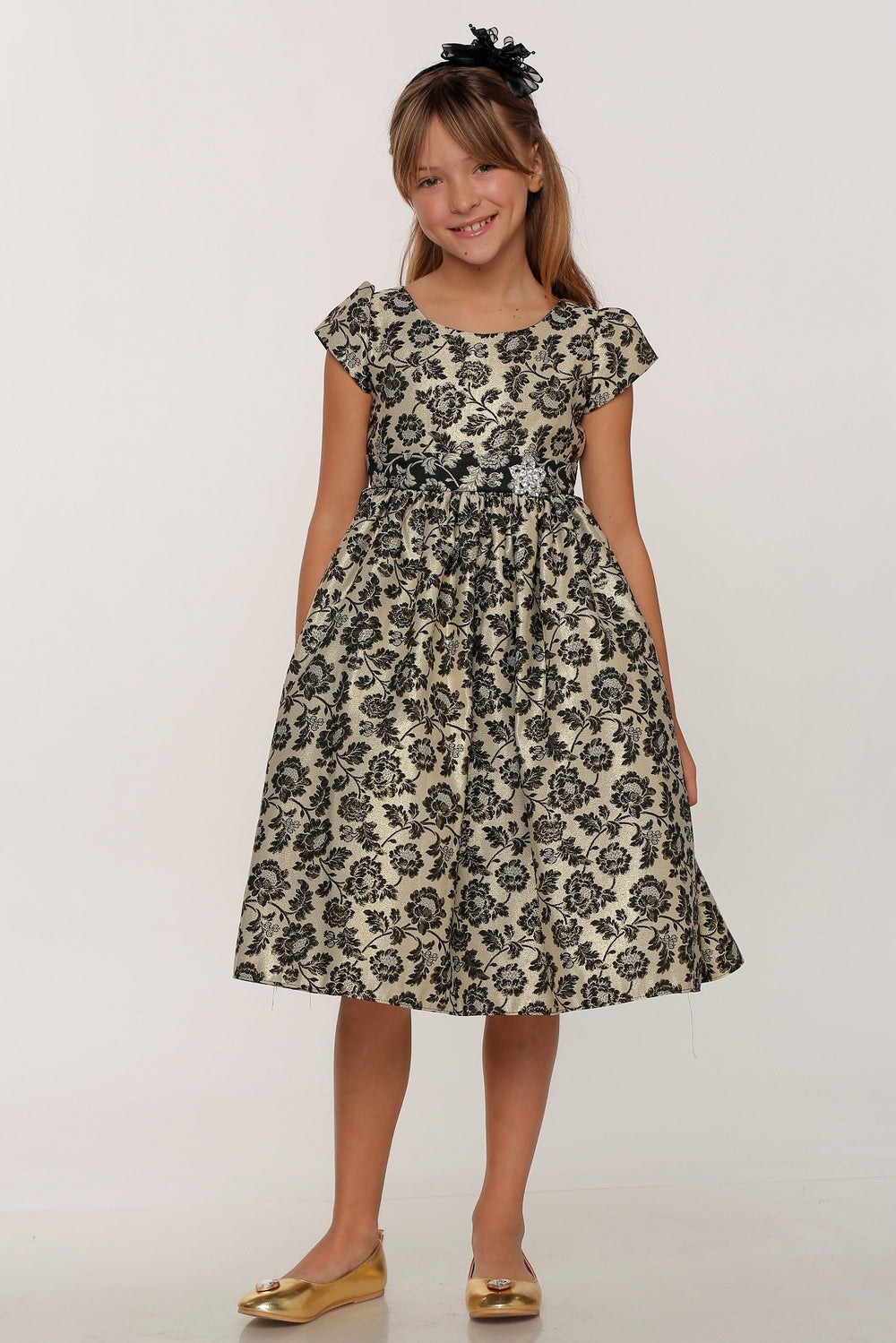 Metallic Jaquard Girl Party Dress by Cinderella Couture USA ASME734