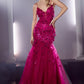 Magenta Floral Applique Mermaid Gown CM328 - Women Evening Formal Gown - Special Occasion