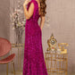 Magenta_1 Asymmetric Feather Mermaid Women Formal Dress - GL3154 - Special Occasion-Curves