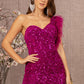 Magenta_3 Asymmetric Feather Mermaid Women Formal Dress - GL3154 - Special Occasion-Curves