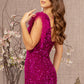 Magenta_4 Asymmetric Feather Mermaid Women Formal Dress - GL3154 - Special Occasion-Curves