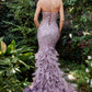Mauve Fitted Feather Mermaid Gown A1116 Penelope Gown - Special Occasion
