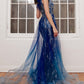 Navy One Shoulder with Overskirt Gown J851 - Women Evening Formal Gown - Special Occasion-Curves