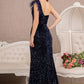 Navy_1 Asymmetric Feather Mermaid Women Formal Dress - GL3154 - Special Occasion-Curves