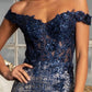 Navy_2 Sheer Bodice Cut-Away Shoulder Women Formal Dress - GL3024 - Special Occasion-Curves