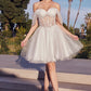 Off The Shoulder A-Line Short Dress by Ladivine CD0211