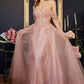 Off the Shoulder Lace A-line Corset Slit Gown By Ladivine CD0198 - Women Evening Formal Gown  - Special Occasion