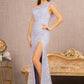Periwinkle Blue Sequin Asymmetric Mermaid Slit Gown GL3165 -Women Formal Dress- Special Occasion-Curves