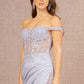 Periwinkle Blue_2 Glitter Sheer Bodice Mermaid Slit Gown GL3162 - Women Formal Dress- Special Occasion-Curves