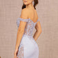 Periwinkle Blue_3 Glitter Sheer Bodice Mermaid Slit Gown GL3162 - Women Formal Dress- Special Occasion-Curves