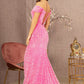 Pink_1 Off Shoulder Sequin Mermaid Women Formal Dress - GL3148 - Special Occasion-Curves