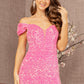 Pink_3 Off Shoulder Sequin Mermaid Women Formal Dress - GL3148 - Special Occasion-Curves