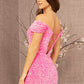 Pink_4 Off Shoulder Sequin Mermaid Women Formal Dress - GL3148 - Special Occasion-Curves