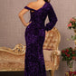 Purple_1 Sequin Asymmetric Velvet Mermaid Dress - GL3159 - Special Occasion-Curves