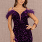 Purple_2 Sequin Cut-away Shoulder Mermaid Slit Women Formal Dress - GL3149 - Special Occasion-Curves