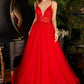 Red A-Line Layered Tulle Gown CD2214 - Women Evening Formal Gown - Special Occasion