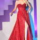 Red Glitter A-Line Slit Gown CD252C - Women Evening Formal Gown - Curves