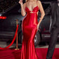 Red Satin Fitted Mermaid Gown Y030 - Women Evening Formal Gown - Special Occasion