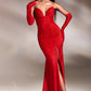 Red Strapless Stretch with Gloves Slit Gown CD889 - Women Evening Formal Gown - Special Occasion