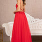 Red_1 Illusion V-Neck A-Line Slit Women Formal Dress - GL3152 - Special Occasion-Curves