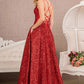 Red_1 Sequin Sweetheart A-Line Women Formal Dress - GL3132 - Special Occasion-Curves