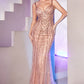 Rose-gold Embellished Fitted Mermaid Gown CD990 - Women Evening Formal Gown - Special Occasion
