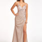 Rose Gold Embroidered Glitter Mermaid Slit Women Formal Dress - GL3030 - Special Occasion-Curves