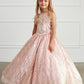 Rose Gold Girl Dress with Choker Halter Neckline - AS7032