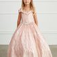 Rose Gold Girl Dress with Glitter Off Shoulder Dress - AS7031