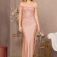 Rose Gold Glitter Sheer Bodice Mermaid Slit Gown GL3162 - Women Formal Dress- Special Occasion-Curves