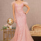 Rose Gold Sheer Bodice Glitter Trumpet Dress GL3130 - Women Formal Dress - Special Occasion-Curves