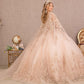 Rose Gold_1 3-D Butterfly Sweetheart Neckline Quinceanera Dress - GL3104