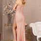 Rose Gold_1 Glitter Sheer Bodice Mermaid Slit Gown GL3162 - Women Formal Dress- Special Occasion-Curves